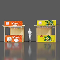 Colorful Fruit Vegetable Stalls With Kumquat Logo And Human Figure