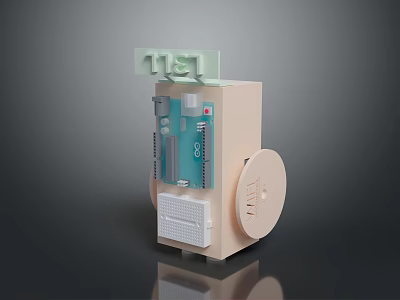 Modern Computer Case With Beige Body Light Blue Panel And Light Green Components 3d model
