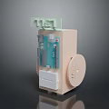 Modern Computer Case With Beige Body Light Blue Panel And Light Green Components 3d model