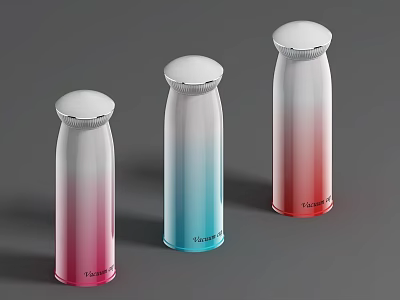 Three Colorful Gradient Daily Use Appliances With 150ml Capacity And White Lids 3d model