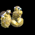 Cute Turtle Dolls With Spiky Yellow Bodies And Big Eyes Sitting Together
