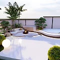 Modern Garden Landscape Design With Curved Pathway Water Feature And Lush Plants