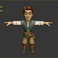 Game and Movie Character With Red Hair Green Vest White Sleeves and Arms Outstretched
