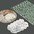 Green And White Checkered Square Rug With Soft Fluffy Texture For Home Decor