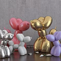 Decorative Metallic Balloon Dog Figurines With Gold Silver Pink Purple White Colors