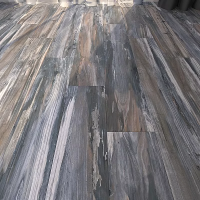 Wooden Floor With Natural Gray Brown Tones And Distressed Plank Design 3d model