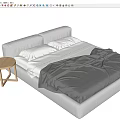 Double bed pillow towel bedding bedside table backrest 3d model