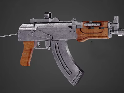 Military Style Tactical Assault Rifle With Metal Body Wooden Stock Grip And Scope 3d model