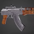 Military Style Tactical Assault Rifle With Metal Body Wooden Stock Grip And Scope