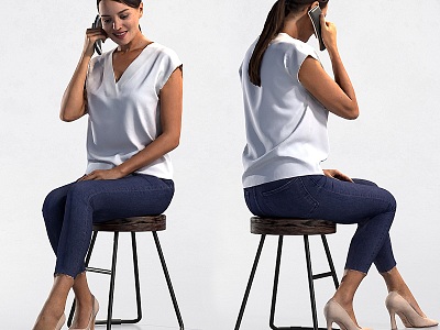 Sitting posture figure beautiful woman 3d model