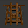 Wooden Ladder Stool With Cross Support Design And Sturdy Construction For Home Use