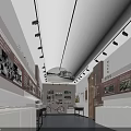 Exhibition Hall Interior With Display Cases Wall Images And Bicycle Model 3d model