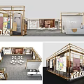 Vanke Golden Frame Exhibition Booth With Display Areas Reception Desk And Modern Interior