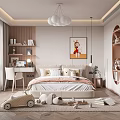 Cozy Modern Kids Bedroom With Bed Toys And Study Desk