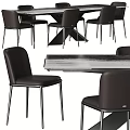 Modern Dining Table Set With Leather Chairs And Sleek Metal Legs Design
