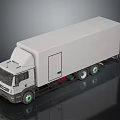 White Box Truck With Green Rims On Reflective Black Surface Design 3d model