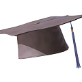 Classic Gray Graduation Cap Featuring Square Top And Blue Tassel 3d model