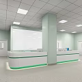Modern Reception Area Interior With White Green Desk Ceiling Lights And Doors
