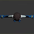 3D Character Creature Design In Blue Bodysuit With Short Hair And Chest Emblem