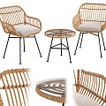 Modern Rattan Table and Chair Combination Modern Table and Chair Round Table Leisure Chair Negotiation Table and Chair Rattan Chair Coffee Table 3d model