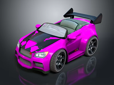 Pink Convertible Sports Car With Black Accents Carbon Fiber Spoiler And Alloy Wheels 3d model