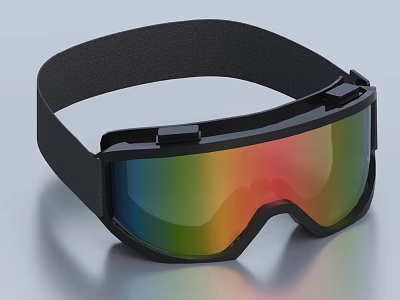 Unique Jewelry Goggles Design With Black Strap And Rainbow Reflective Lenses 3d model