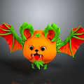 Cute Orange Bat Like Creature With Green Ears Red Wings And Playful Expression