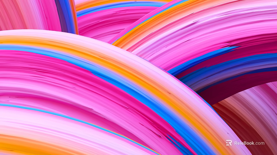 Vibrant Colorful Wave Lines Design With Pink Blue Orange Curves For Decorative Art 3d model 