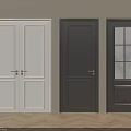 Modern White Double Black Single And Glass Panel Hinged Interior Doors 3d model