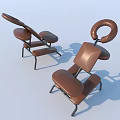 Brown Leather Medical Examination Chairs With Metal Frames And Circular Headrests
