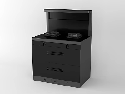 Modern Black Kitchen Appliance With Stove Burners And Storage Drawers 3d model