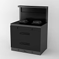 Modern Black Kitchen Appliance With Stove Burners And Storage Drawers