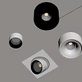 LED Recessed Downlights and Spotlights with Square Round Bases in Black White Ceiling Design