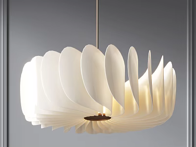 Elegant Modern White Layered Leaf Shaped Chandelier With Stylish Petal Design Fixture 3d model