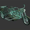 Vintage Military Green Motorcycle With Sidecar Leather Seat And Star Emblem Headlight