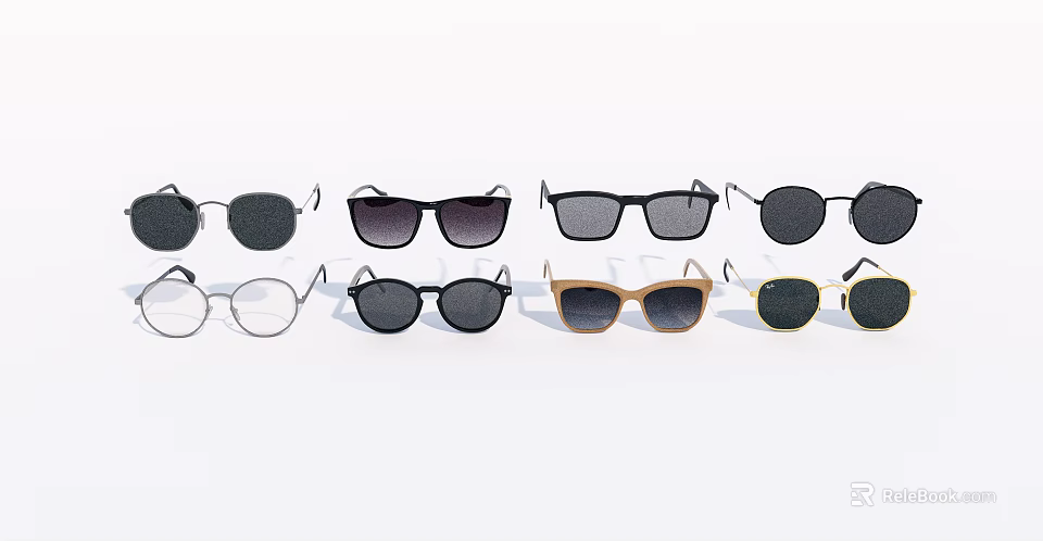 Stylish Sunglasses and Eyeglasses Collection with Different Frame Styles and Colors 3d model 
