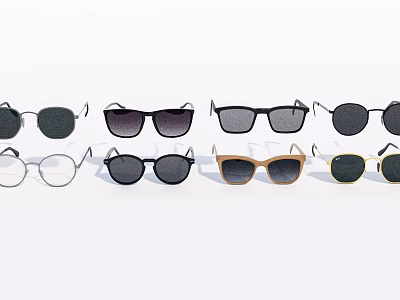 Stylish Sunglasses and Eyeglasses Collection with Different Frame Styles and Colors 3d model
