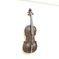 Vintage Wooden Violin Hanging On Wall With Sunlight Shadow Effect