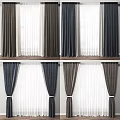 Multiple Color Curtains With Double Layer Design For Home Window Decoration 3d model