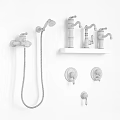 Modern Gold Bathroom Faucets With Shower Head And Wall Mounted Fixtures