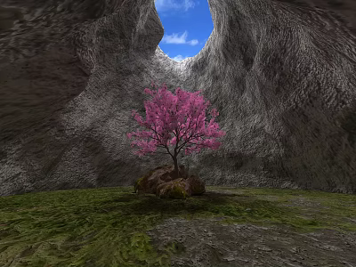 Cave Realistic Cave Tree Peach Tree Cave Geology Geomorphology Cave Grass Stone 3d model