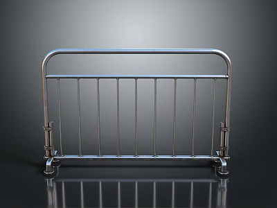 Stainless Steel Movable Barrier With Vertical Rails And Wheeled Base 3d model