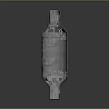 Silver Metal Catalytic Converter With Yellow Honeycomb Structure And Exhaust Pipe