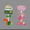 Directional Signage Featuring Welcome Youth Creative Market Flower World Entrance Decorated with Flowers Butterflies Arrow