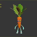 Cute Cartoon Carrot With Smiling Face Arms Legs And Red Shoes Green Leaves On Top