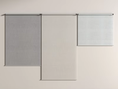 Roman Blinds with Textured Fabric in Different Neutral Tones for Home Window Decor 3d model