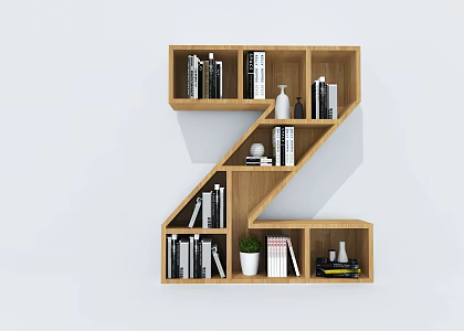 Creative Bookcase Creative Bookshelf Letter Bookcase Shelf Bookshelf 3d model