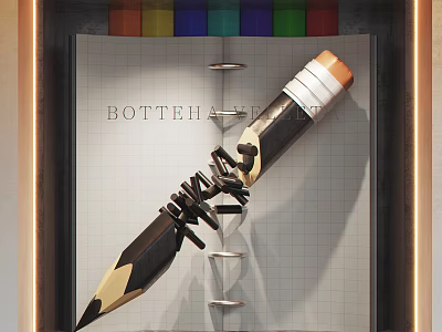 BOTTEHA Window Display With Notebook Grid Paper Pencil Black Decorations Colorful Strips 3d model