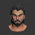 Man With Spiky Black Hair Thick Beard And Fierce Expression