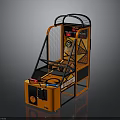 Orange Basketball Arcade Machine With Hoop Net Enclosure And Control Panel